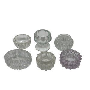 VTG Lot of 6 Cut Glass Crystal Salt Cellars Mismatched Bohemian Cottagecore Dips